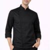 Chaqueta de cocina hombre microfibra transpirable negra con broches ocultos uniforme profesional chef