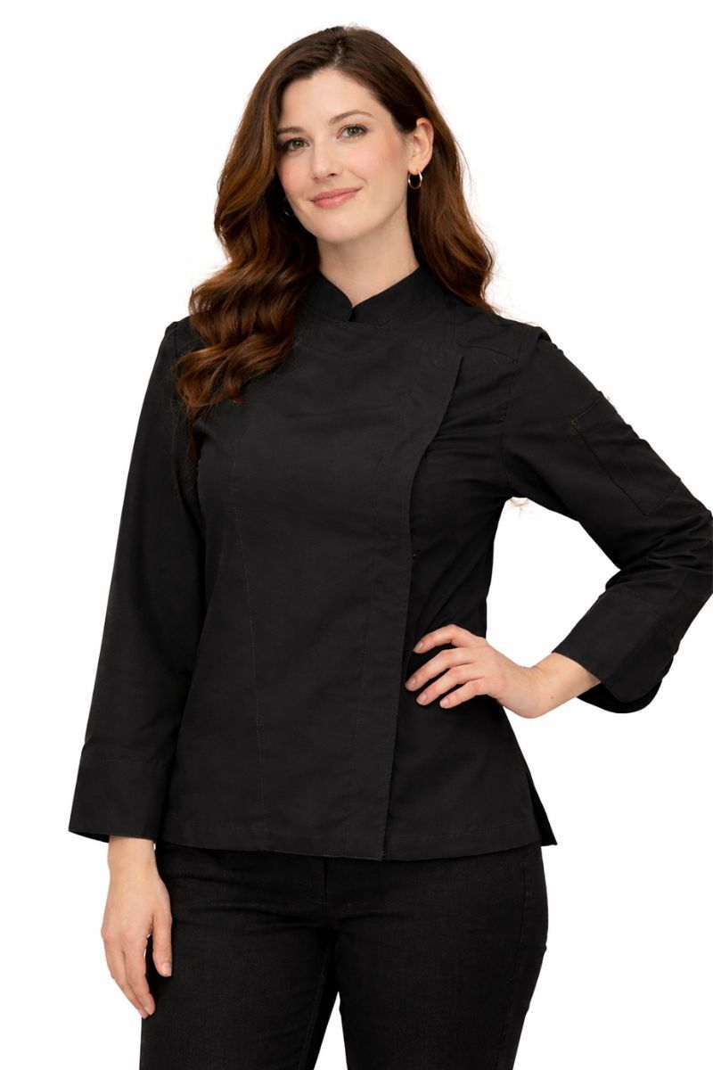 chaqueta cocina mujer negra profesional transpirable antimanchas