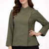 chaqueta cocina mujer verde caqui profesional transpirable antimanchas