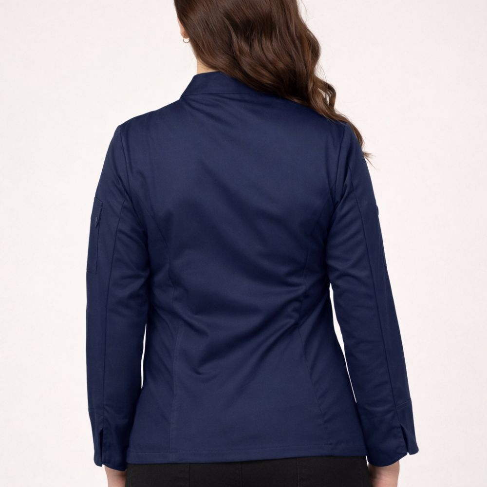 chaqueta cocina mujer azul marino profesional transpirable antimanchas