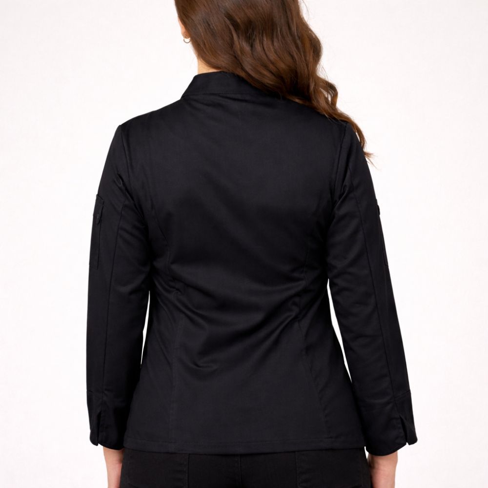 chaqueta cocina mujer negra profesional transpirable antimanchas