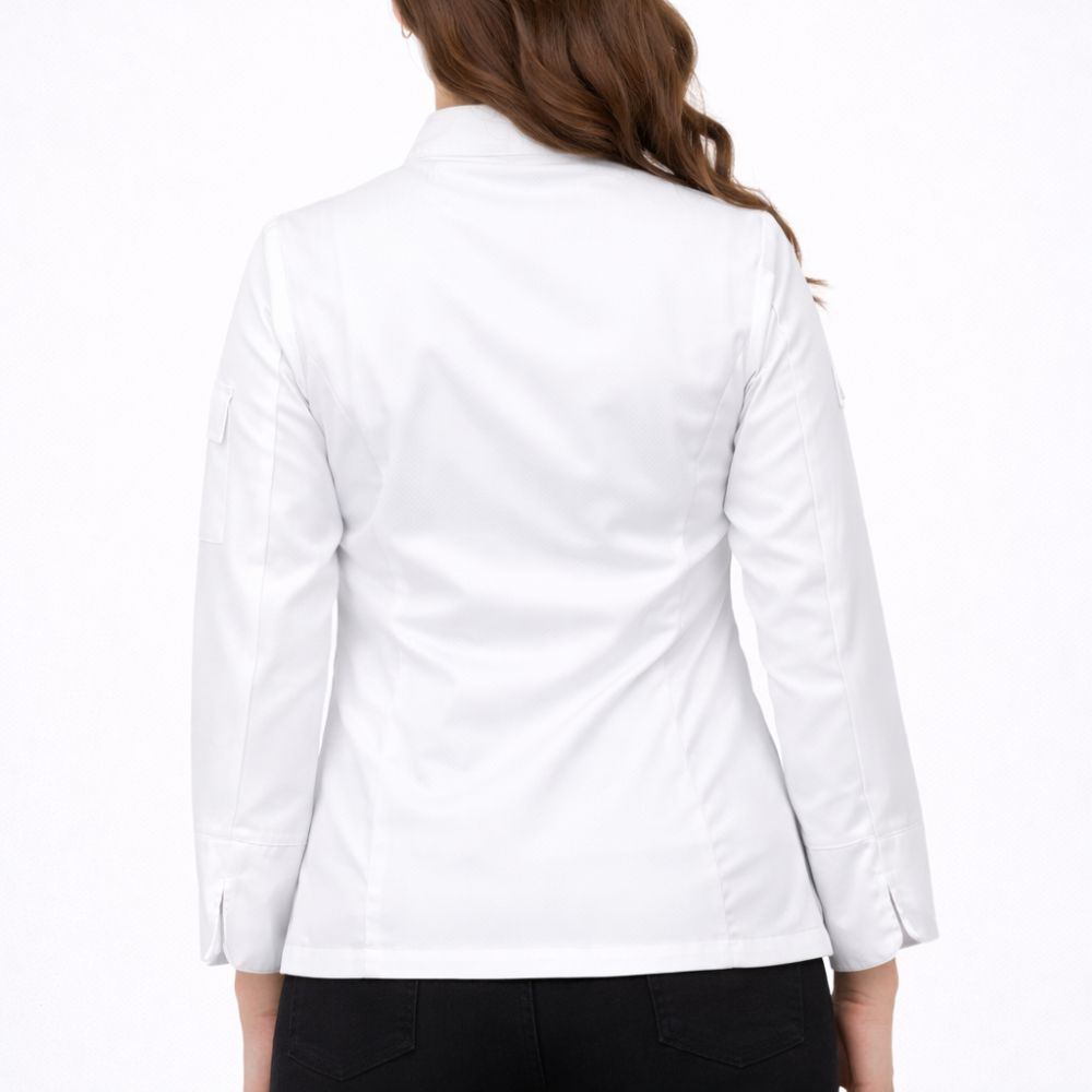 chaqueta cocina mujer blanca profesional espalda transpirable uniforme chef