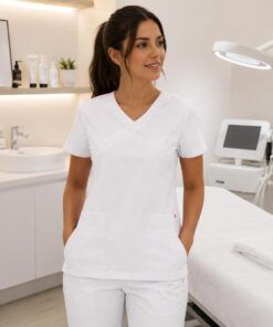 Casaca sanitaria microfibra HIDROFLEX blanca ligera y resistente para profesionales sanitarios