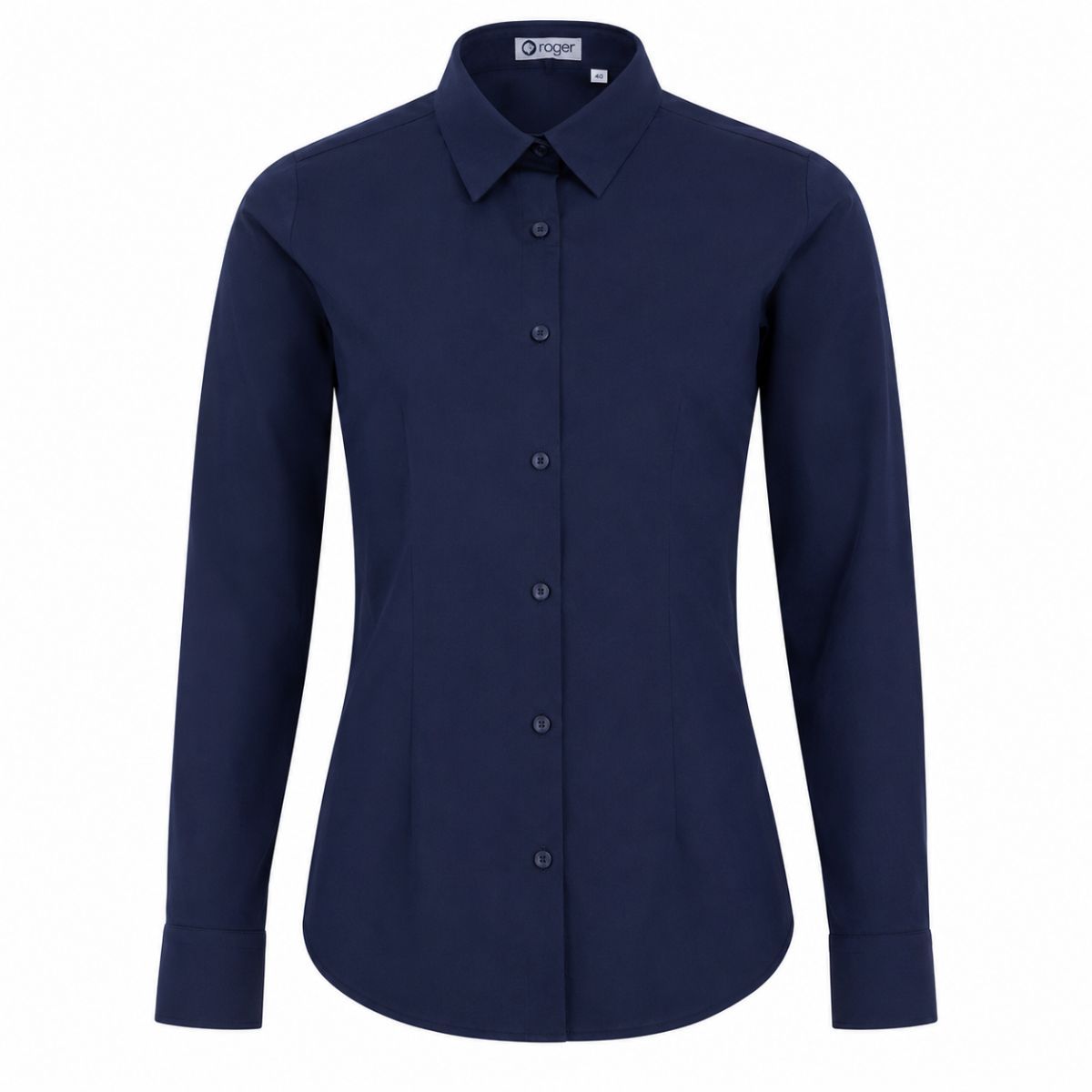 Camisa mujer manga larga azul marino Roger Alameda Slim Fit para uniforme profesional