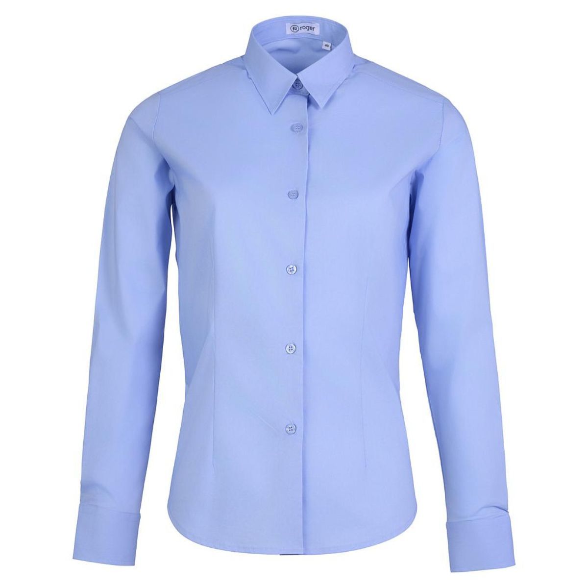 Camisa mujer manga larga celeste Roger Alameda Slim Fit para uniforme profesional