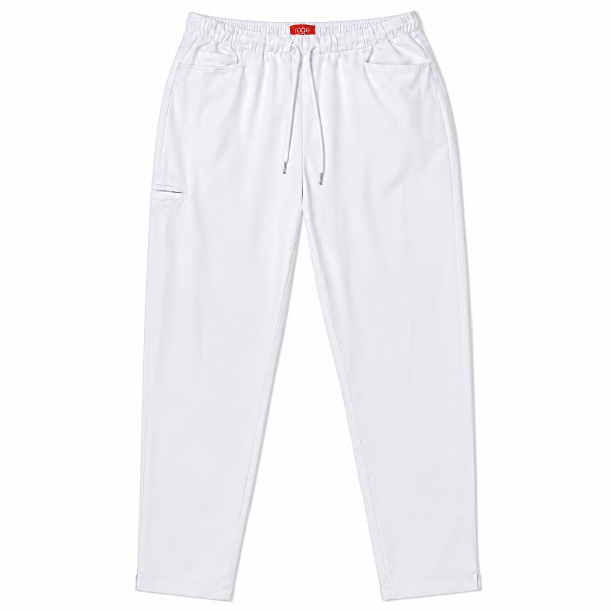 Pantalón laboral unisex blanco Roger de microfibra elástica con bolsillos funcionales