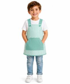 Babi Infantil con Tirantes Rayas Verde y Bolsillo Canguro de Unifor Gran para guardería y colegio