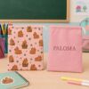Bolsa Escolar Personalizada Capibara Rosa con Nombre Bordado | Unifor Gran