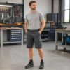Bermuda Laboral Angus Confort Elástica Unisex BEEWORK.WEAR gris multibolsillos