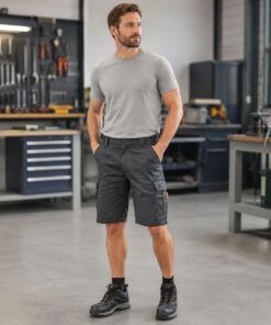 Bermuda Laboral Angus Confort Elástica Unisex BEEWORK.WEAR gris multibolsillos
