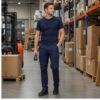 Pantalón elástico corte slim TRACK BEEWORK.WEAR azul navy multibolsillos