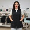 Casaca Profesional de Microfibra Mod. Marta negra con cremallera y bolsillos laterales fabricada en España