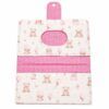Pack bebé personalizado con porta pañales y toallitas, babero y chupetero ositos rosa con nombre bordado