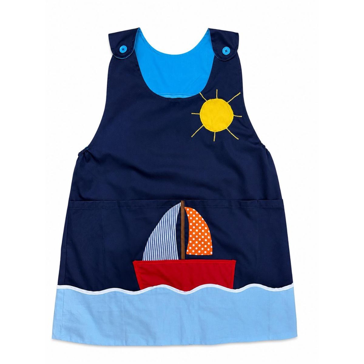 Bata Maestra Infantil Fondo Marino con Apliques de Tela