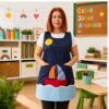 Bata Maestra Infantil Fondo Marino con Apliques de Tela
