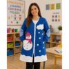 Bata Maestra Infantil Muñeco de Nieve con Apliques de Tela